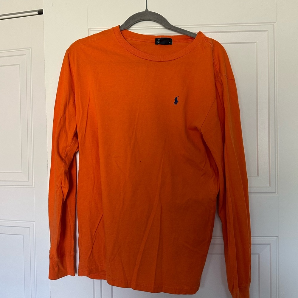 Ralph Lauren Men's Bright Orange Long Sleeve Tee